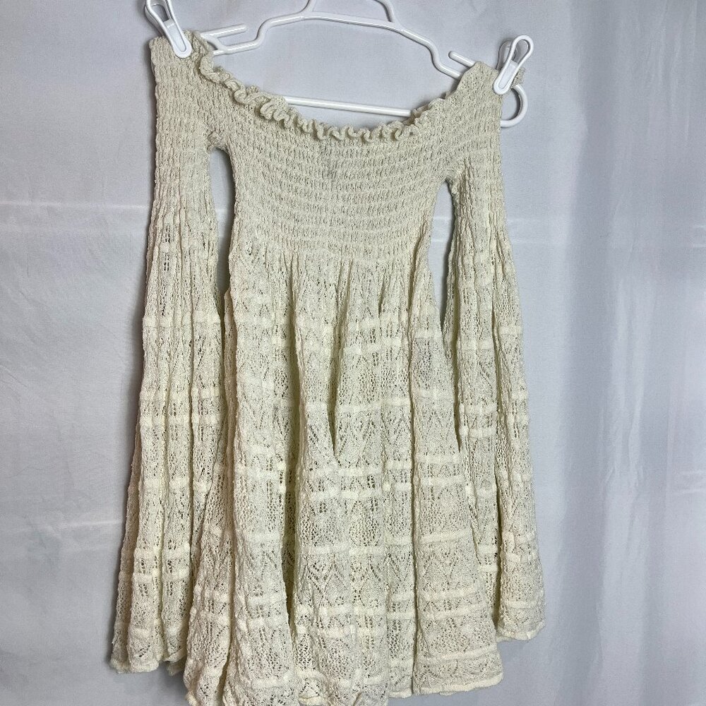 Women's Free People Creme Stretch Lace Bell Sleeve Size XS